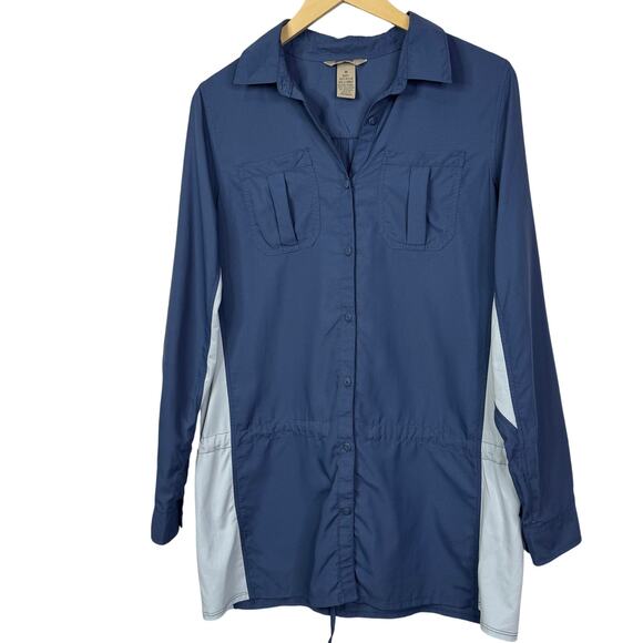 Duluth Trading Co Long Sleeve Button Down Tie Waist Nylon Top Size M - Picture 1 of 9